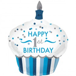 1st Birthday Cupcake Boy Shape P40 Pkt (29" X 36")