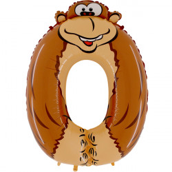 Animaloons Number 0 Gorilla Shape 40" Pkt