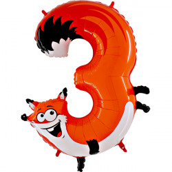 Animaloons Number 3 Fox Shape 40" Pkt
