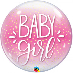 Baby Girl Pink & Confetti Dots 22" Single Bubble Yrv