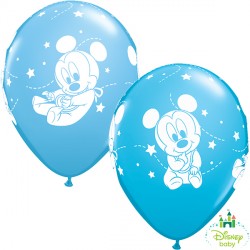 Baby Mickey Stars 11" Pale Blue & Robin's Egg Blue (25ct) Lbc