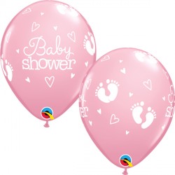 Baby Shower Footprints & Hearts 11" Pink (25ct) Yhg