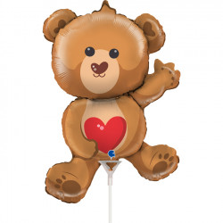 Bear With Heart 14" Mini Shape Flat