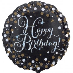 Black & Gold Happy Birthday Standard S40 Pkt