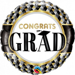 Black & Gold Patterns Grad 9" Flat Hi