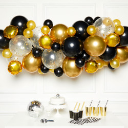 Black, Gold & Silver  Diy Garland Balloon Kit (contains 66 Balloons)