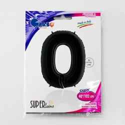 Black Number 0 Shape 40" Pkt
