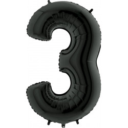 Black Number 3 Shape 40" Pkt