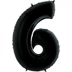 Black Number 6 Shape 26" Pkt
