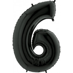 Black Number 6 Shape 40" Pkt