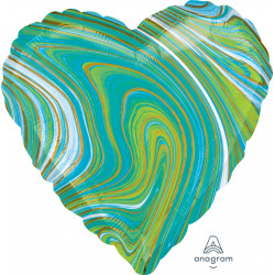 Blue Green Marblez Heart Standard S18 Flat A
