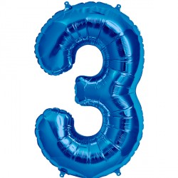 Blue Number 3 Shape 16" Pkt
