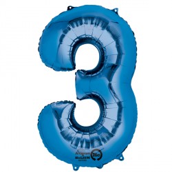 Blue Number 3 Shape P50 Pkt (20" X 34")