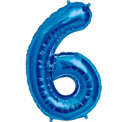 Blue Number 6 Shape 16" Pkt