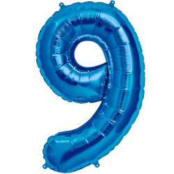 Blue Number 9 Shape 16" Pkt