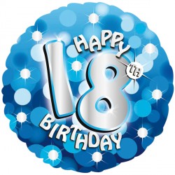 Blue Sparkle Party Happy 18th Birthday Standard S40 Pkt