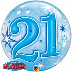 Blue Starburst Sparkle 21 22" Single Bubble Yrv