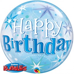 Blue Starburst Sparkle Birthday 22" Single Bubble Yrv