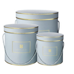 Blue With Gold Trim Hamilton Hat Boxes (set Of 3)