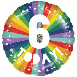 Bright Rainbow 6th Birthday Standard S40 Pkt