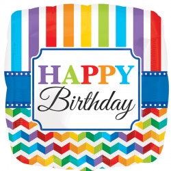 Bright Stripe & Chevron Happy Birthday Standard S40 Pkt