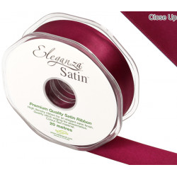 Burgundy Eleganza Double Faced Satin Ribbon 25mm X 20m