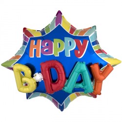 Burst Birthday Multi Balloon Shape P40 Pkt (35" X 29")