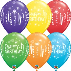 Candles & Starbursts Birthday 11" Rainbow Assorted (25ct) Ygx
