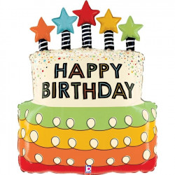 Candles Stars Cake Birthday 31" Shape F Pkt