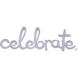 Celebrate Holo Silver Script Phrase Shape P70 Pkt (59" X 20")