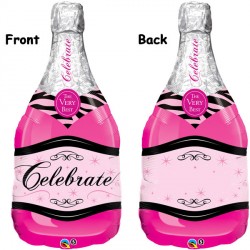 Celebrate Pink Bubbly Wine Bottle 39" Shape Group B Pkt Yte