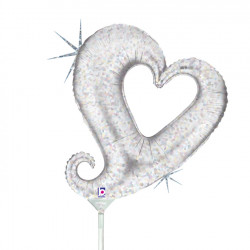 Chain Of Hearts Silver 14" Holographic Linky Mini Shape Flat