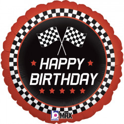 Checkered Flag Birthday Grabo 18" Pkt