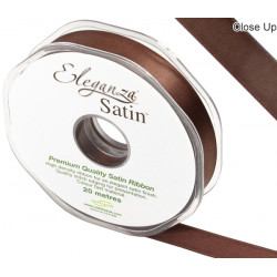 Chocolate Eleganza Double Faced Satin Ribbon 15mm X 20m