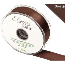 Chocolate Eleganza Double Faced Satin Ribbon 25mm X 20m