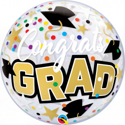 Congrats Grad Stars & Dots 22" Single Bubble Yrv