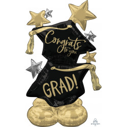 Congrats To You Grad Black & Gold P70 Airloonz Pkt (__" X __")