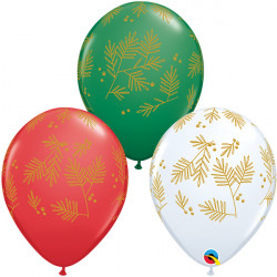 Contemporary Evergreen 11" White, Green & Red (25ct) Ygx