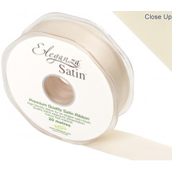 Cream Eleganza Double Faced Satin Ribbon 25mm X 20m