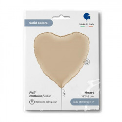 Cream Satin Heart 18" Grabo Pkt