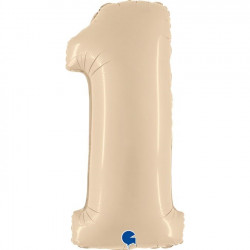 Cream Satin Number 1 Shape 40" Pkt