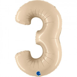 Cream Satin Number 3 Shape 40" Pkt