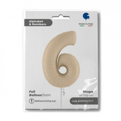 Cream Satin Number 6 Shape 40" Pkt