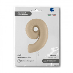 Cream Satin Number 9 Shape 40" Pkt