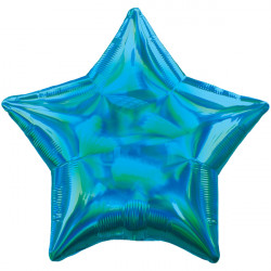 Cyan Iridescent Star Standard Holographic S40 Flat A
