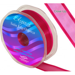 Deep Cerise Satin Edge Organza Ribbon 25mm X 25m