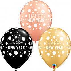 Dots Happy New Year 11" Onyx Black, Rose Gold & Gold (25ct) Yhh