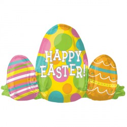 Egg Trio Happy Easter Shape P35 Pkt (29" X 25")