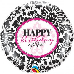 Elegant Damask Birthday 18" Pkt If