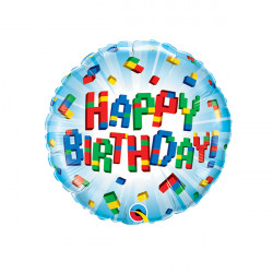 Exploding Blocks Birthday 9" Flat Hi